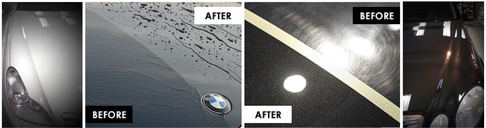 車のコーティングのビフォーアフターの様子