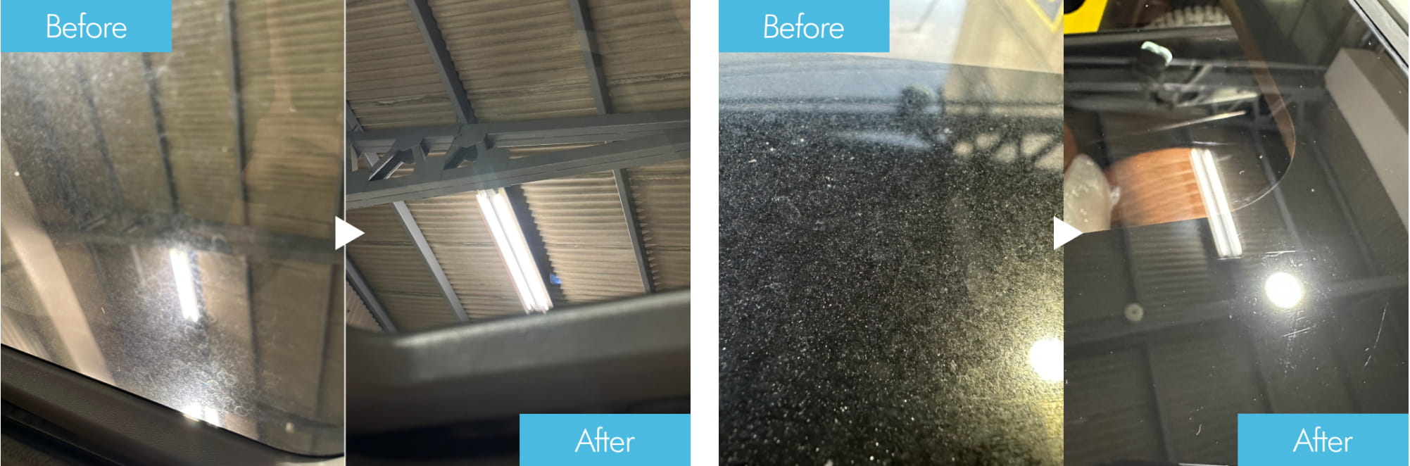 車のコーティングのビフォーアフターの様子